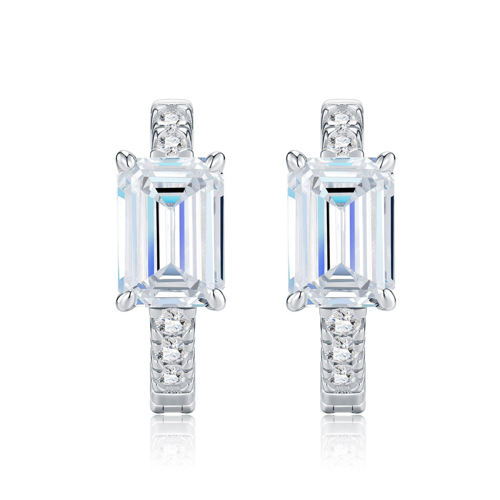 Smeraldini Moissanite Huggie Hoop Earrings in Sterling Silver