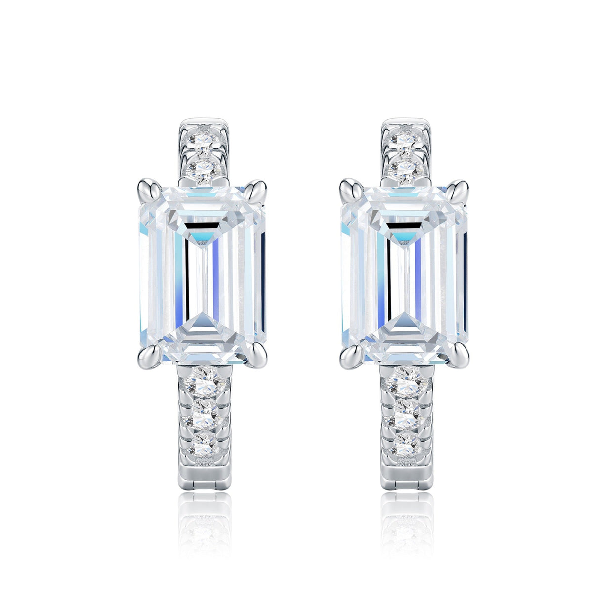 Smeraldini Moissanite Huggie Hoop Earrings in Sterling Silver