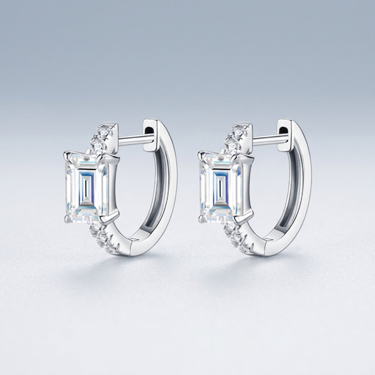 Smeraldini Moissanite Huggie Hoop Earrings in Sterling Silver