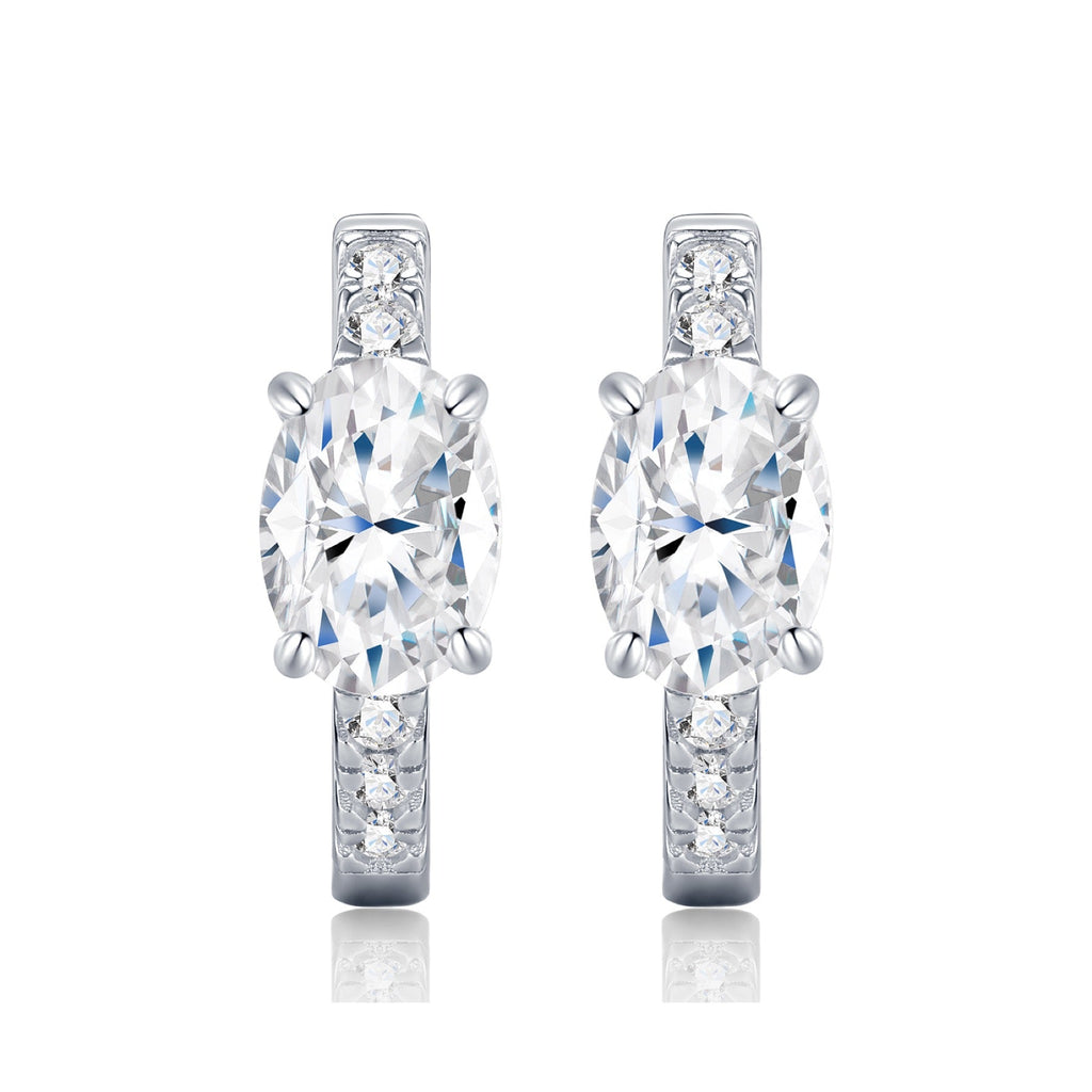 Cuscinato Moissanite Huggie Hoop Earrings in Sterling Silver