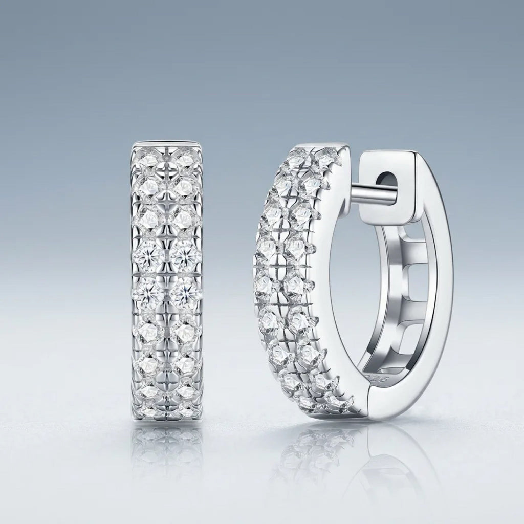Semplina Moissanite Huggie Hoop Earrings in Sterling Silver