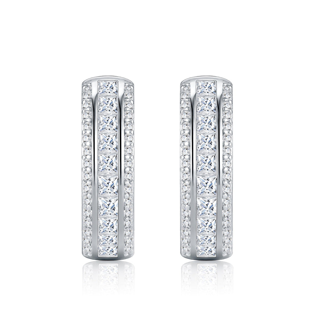Binata Moissanite Huggie Hoop Earrings in Sterling Silver