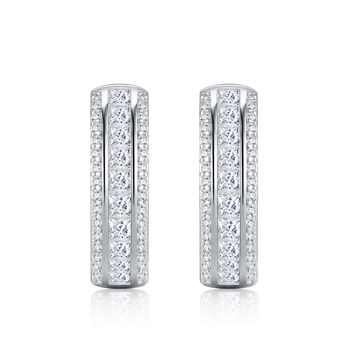 Binata Moissanite Huggie Hoop Earrings in Sterling Silver