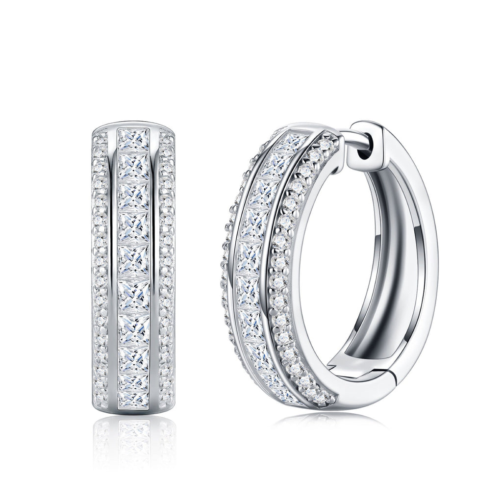 Binata Moissanite Huggie Hoop Earrings in Sterling Silver