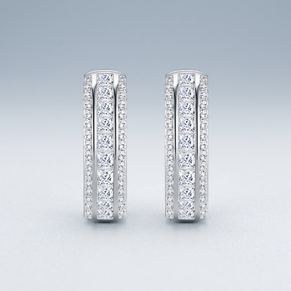 Binata Moissanite Huggie Hoop Earrings in Sterling Silver