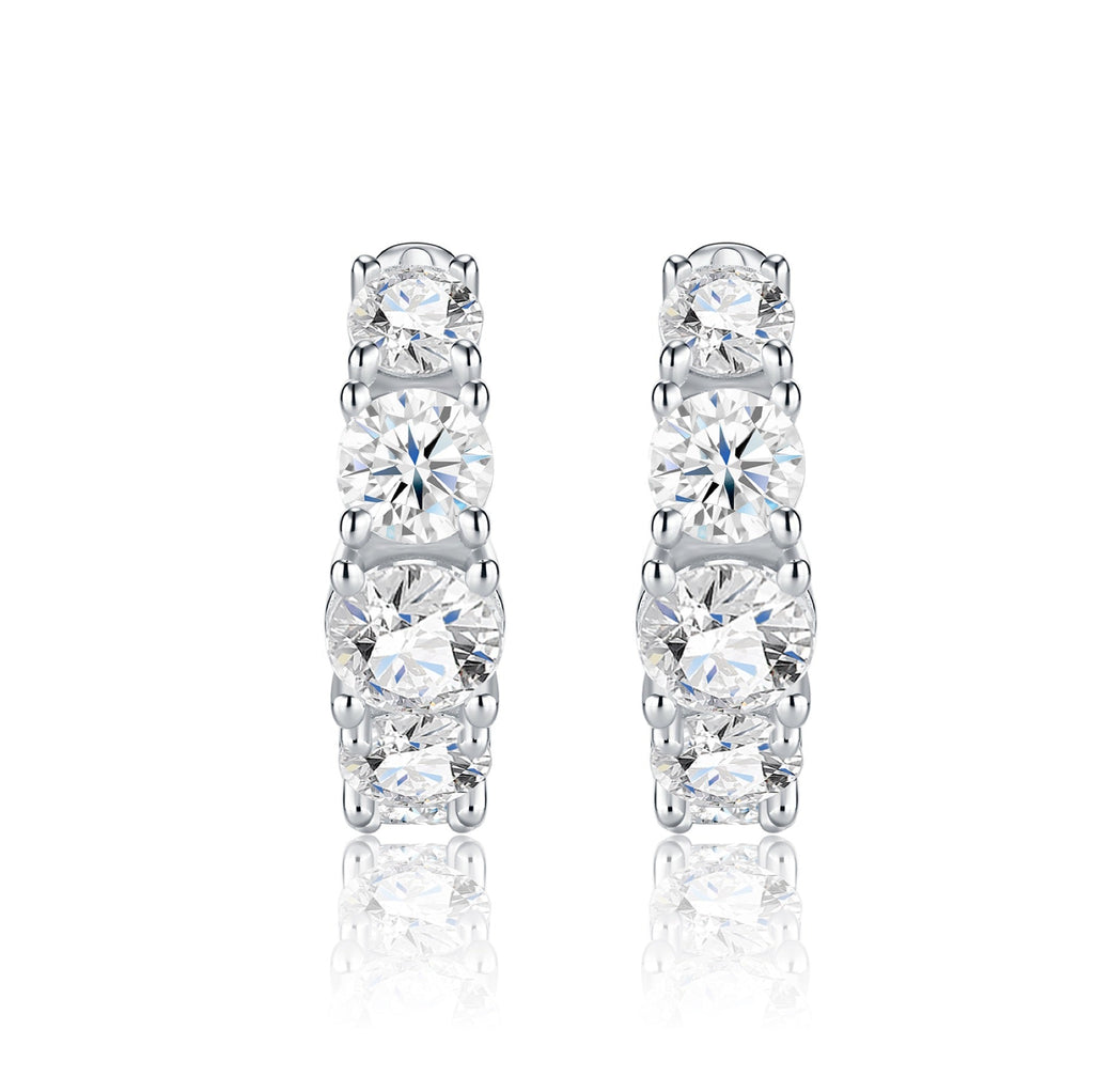 Sfumata Moissanite Huggie Hoop Earrings in Sterling Silver