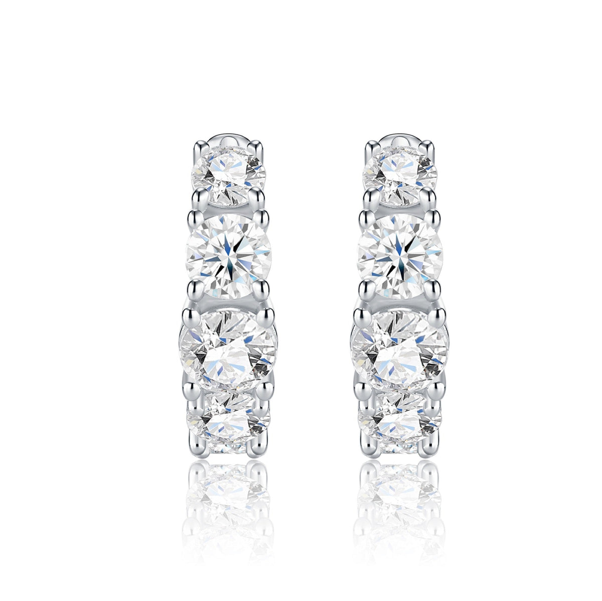Sfumata Moissanite Huggie Hoop Earrings in Sterling Silver