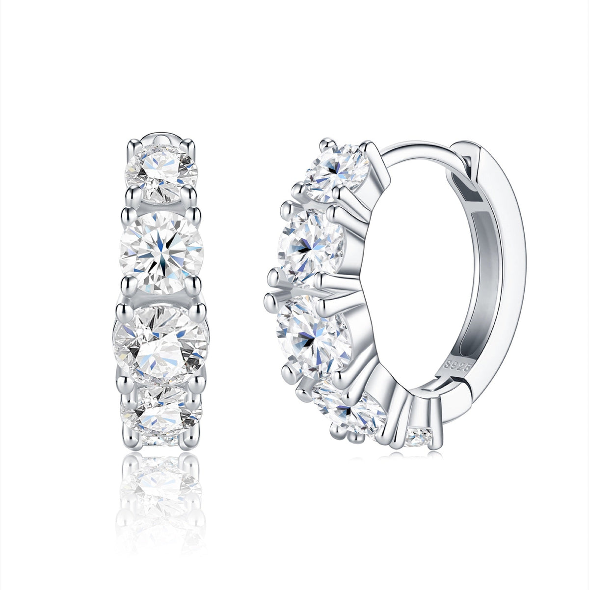 Sfumata Moissanite Huggie Hoop Earrings in Sterling Silver