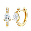 Peragold Pear-Cut Moissanite Huggie Hoop Earrings in Gold-Tone Sterling Silver