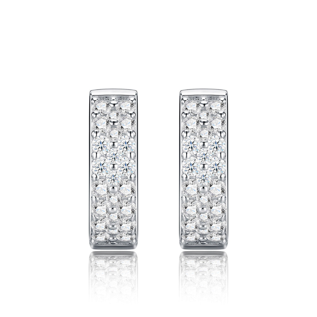 Fasciata Moissanite Huggie Hoop Earrings in Sterling Silver
