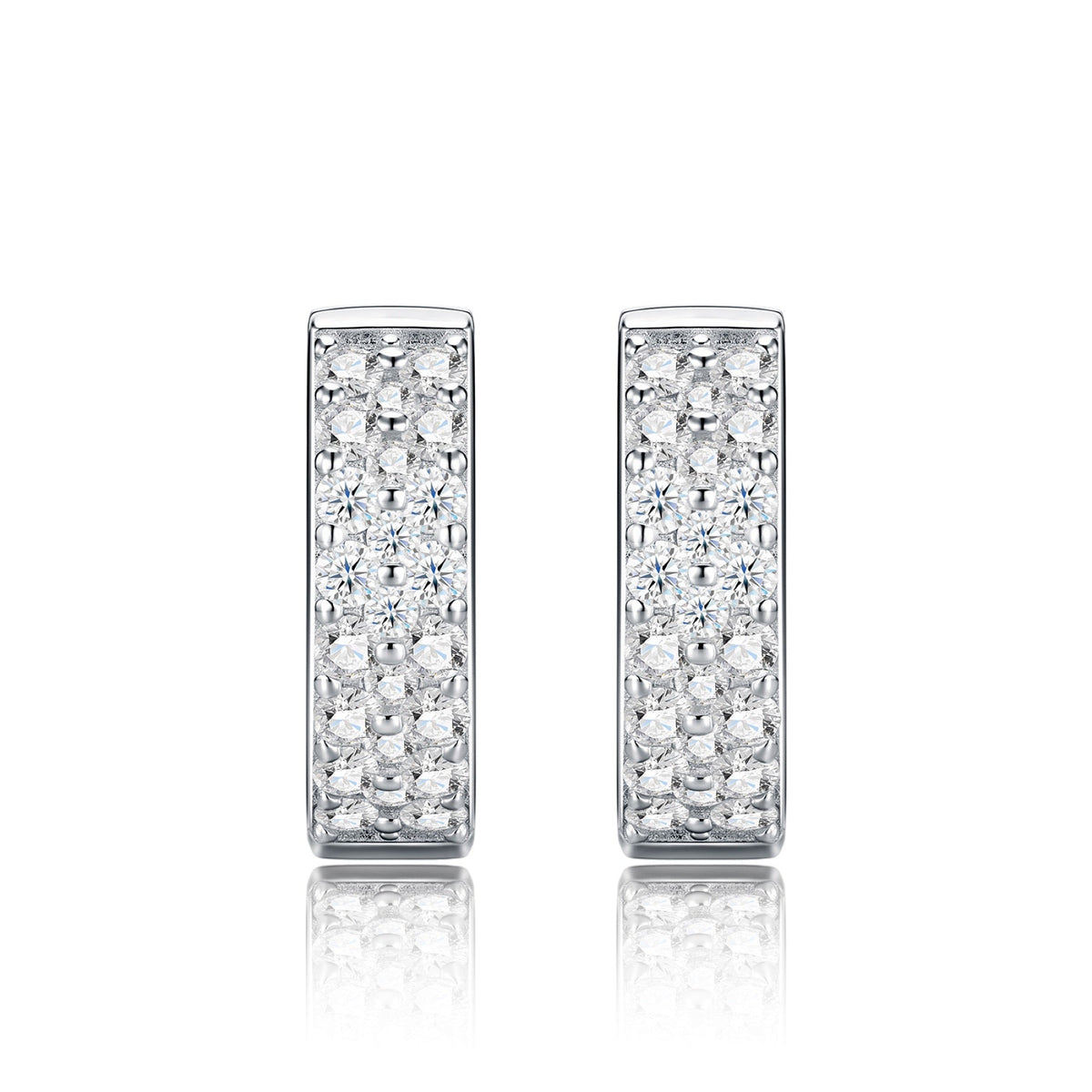 Fasciata Moissanite Huggie Hoop Earrings in Sterling Silver