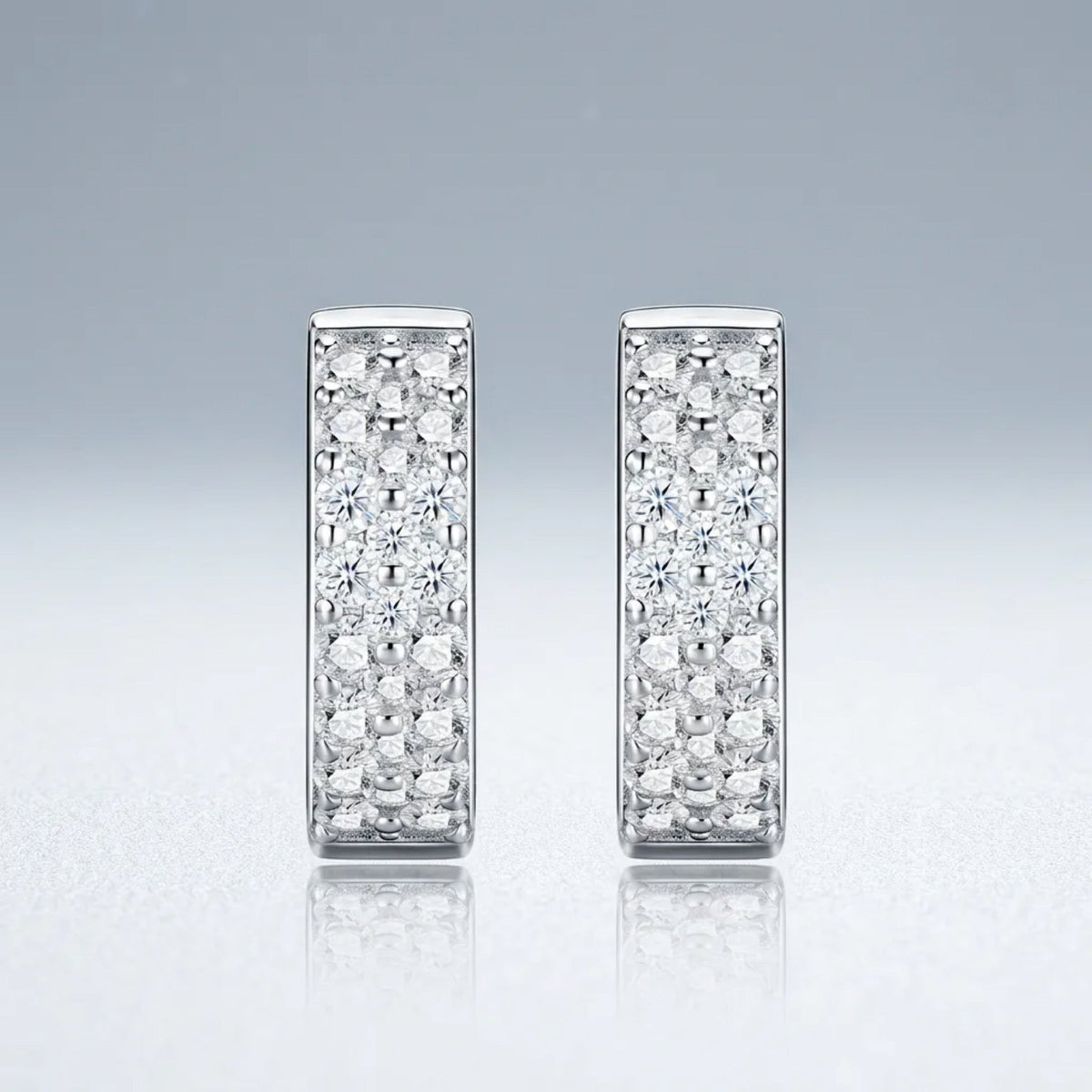 Fasciata Moissanite Huggie Hoop Earrings in Sterling Silver