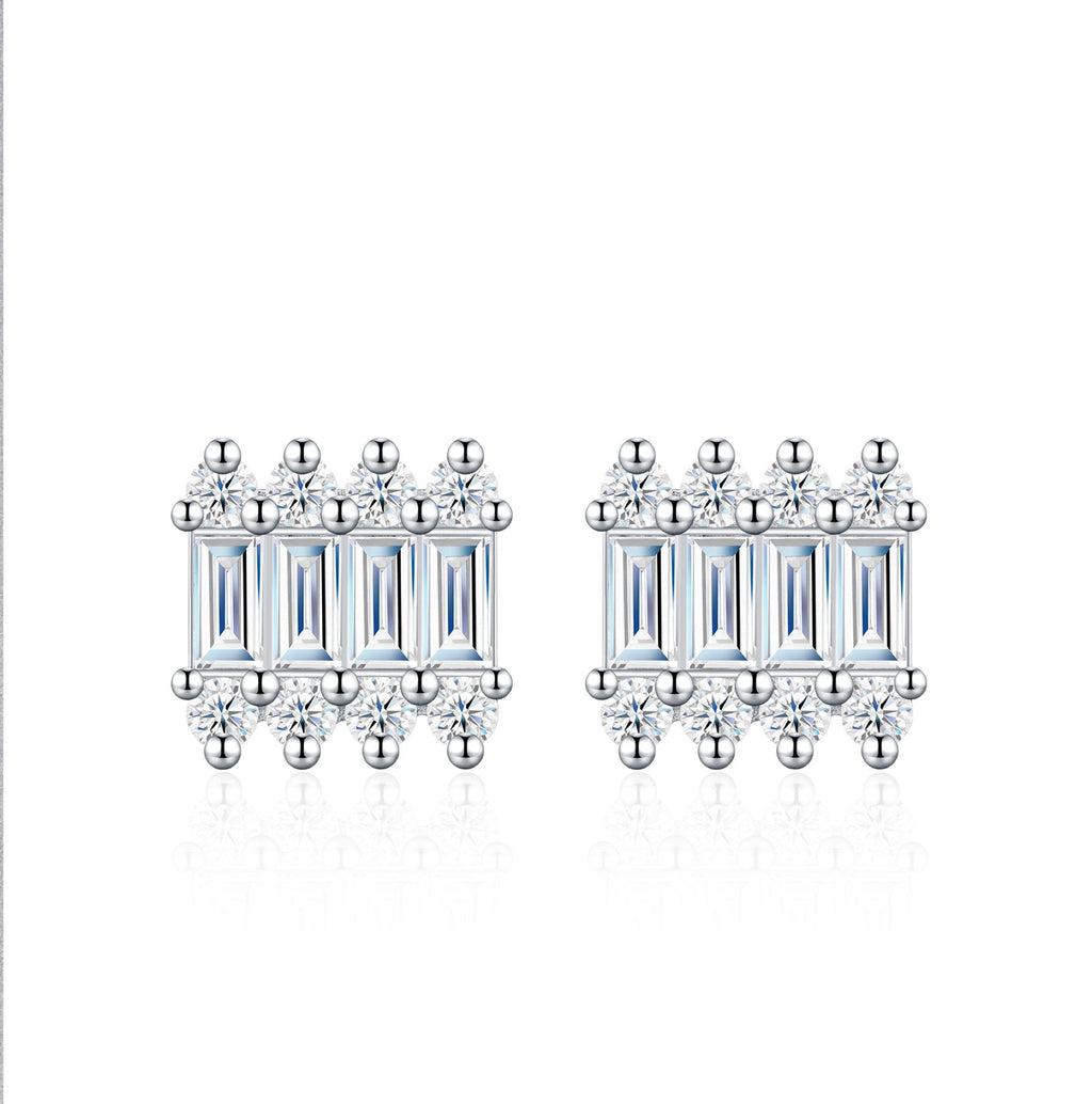 Barrette Moissanite Stud Earrings in Sterling Silver