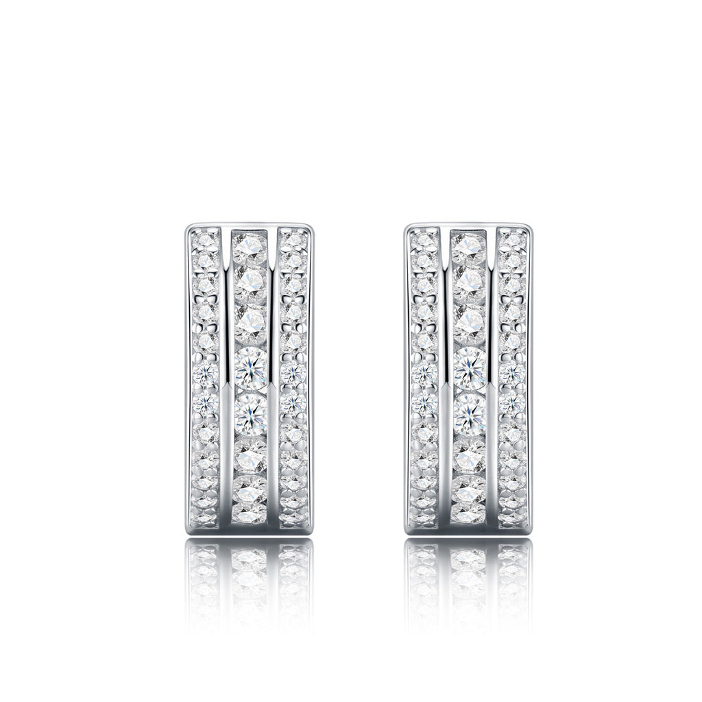 Bicanale Moissanite Huggie Hoop Earrings in Sterling Silver