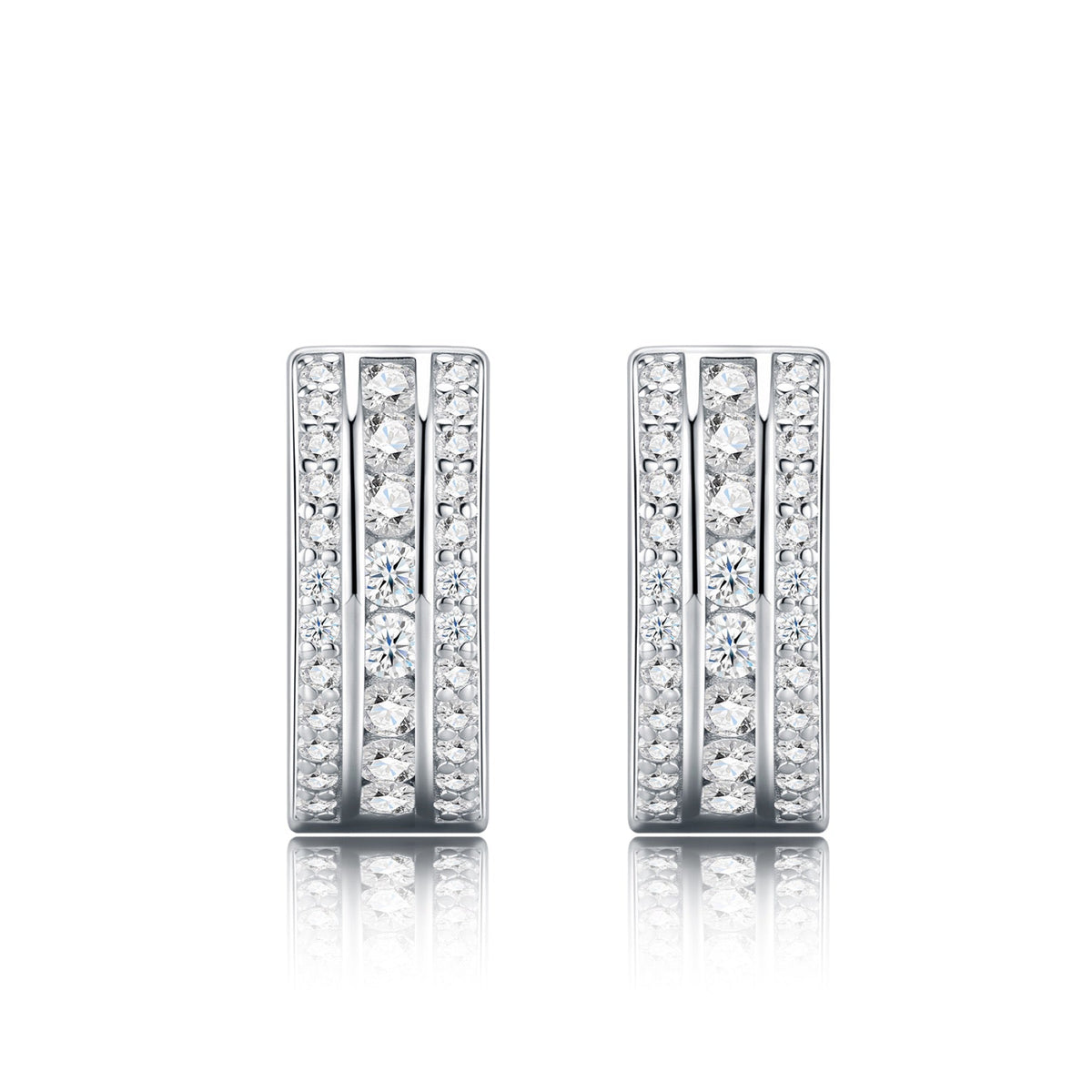 Bicanale Moissanite Huggie Hoop Earrings in Sterling Silver