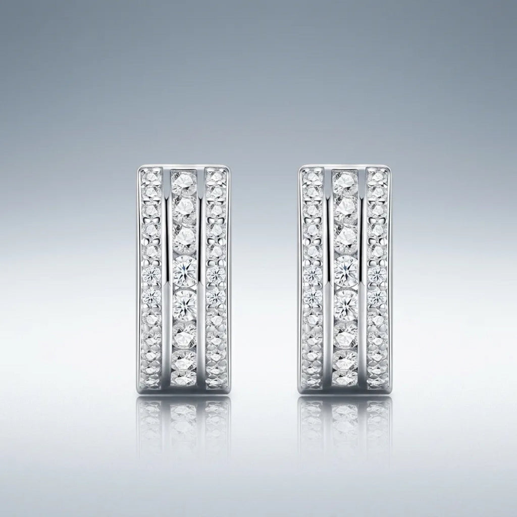Bicanale Moissanite Huggie Hoop Earrings in Sterling Silver
