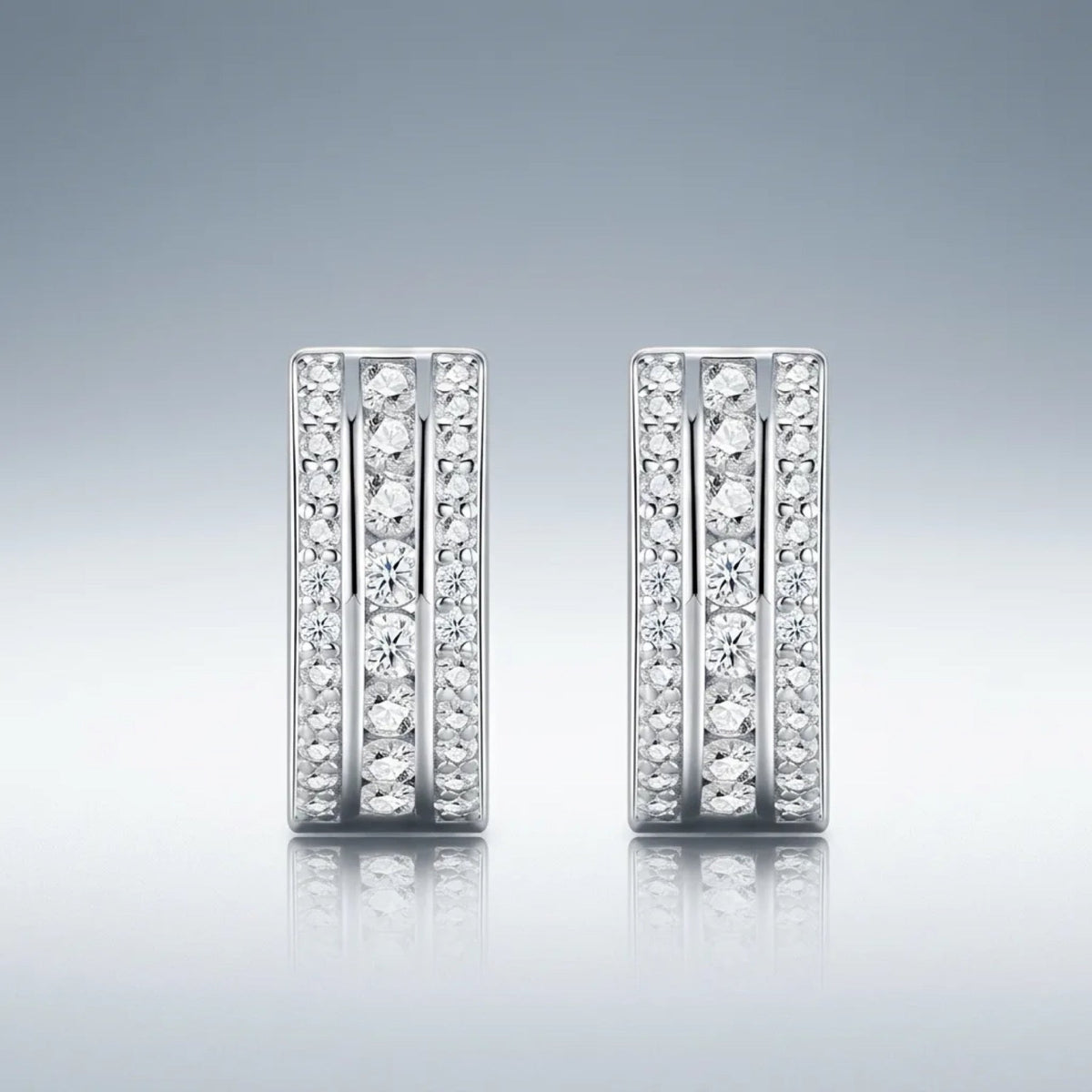 Bicanale Moissanite Huggie Hoop Earrings in Sterling Silver