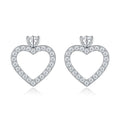 Cuorolino Moissanite Heart Stud Earrings in Sterling Silver