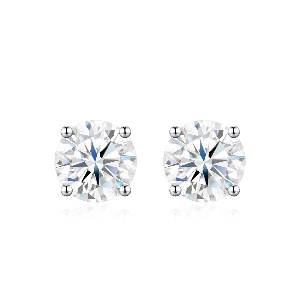 Puro 1 Carat Moissanite Stud Earrings in Sterling Silver