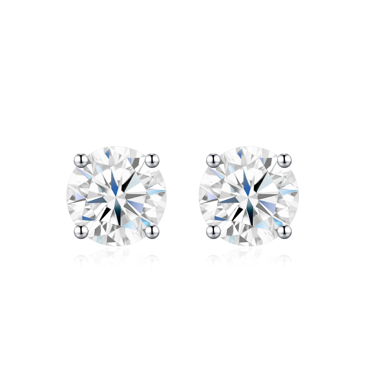 Puro 1 Carat Moissanite Stud Earrings in Sterling Silver