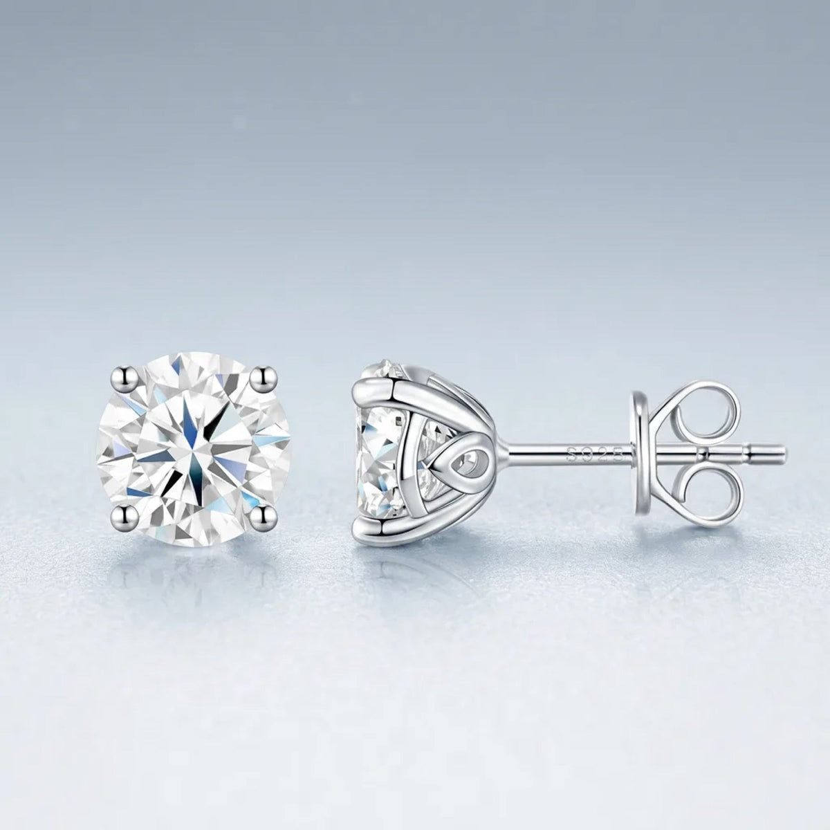 Puro 1 Carat Moissanite Stud Earrings in Sterling Silver