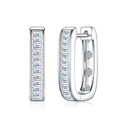 Canalino Moissanite Huggie Hoop Earrings in Sterling Silver