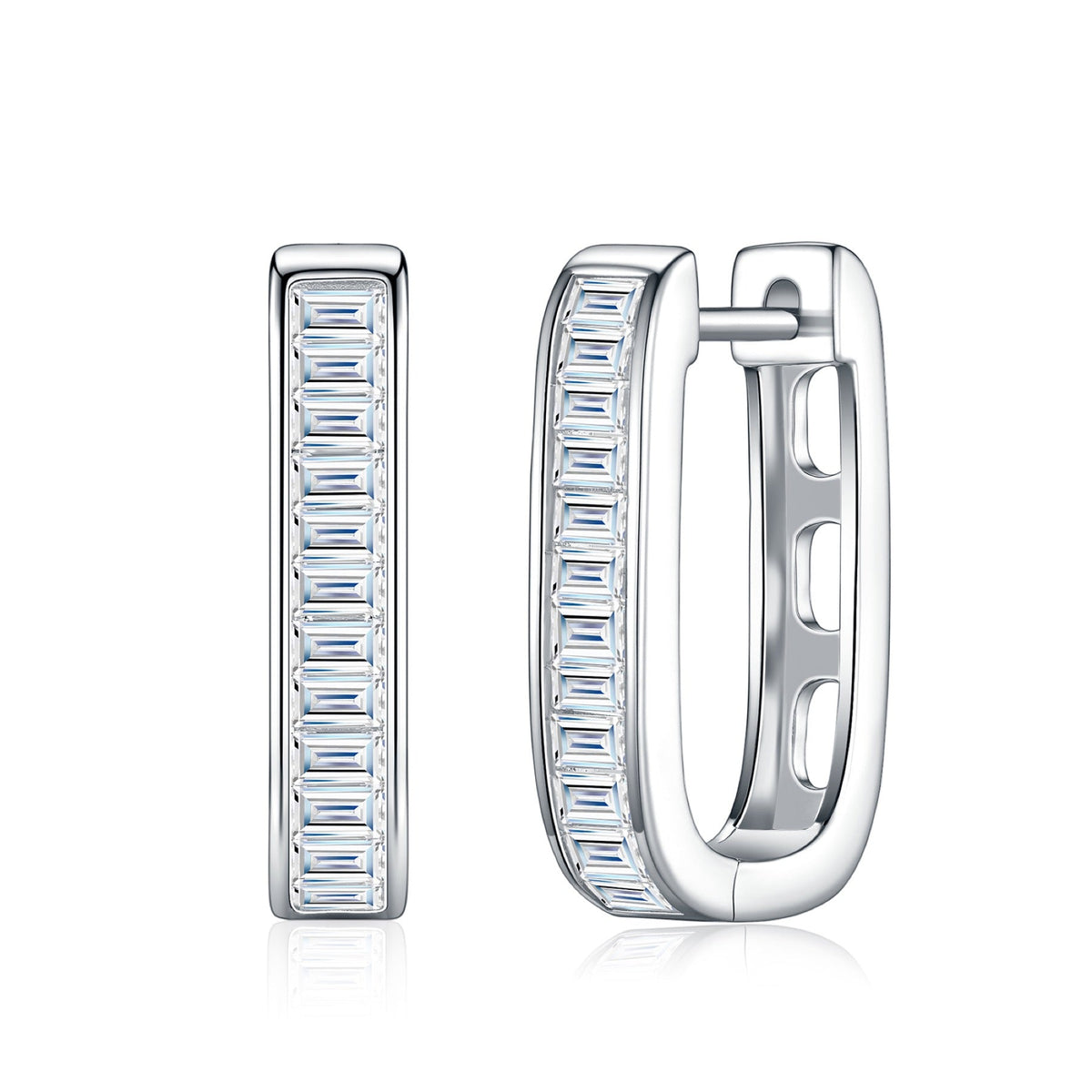 Canalino Moissanite Huggie Hoop Earrings in Sterling Silver