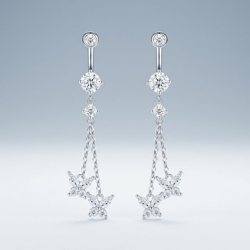 Stellario Moissanite Drop Earrings in Sterling Silver