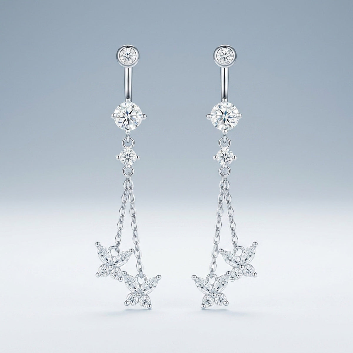 Stellario Moissanite Drop Earrings in Sterling Silver