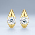 Lunetta Moissanite Stud Earrings in Gold-Tone Sterling Silver