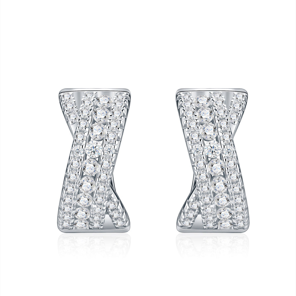 Clessidra Moissanite Huggie Hoop Earrings in Sterling Silver