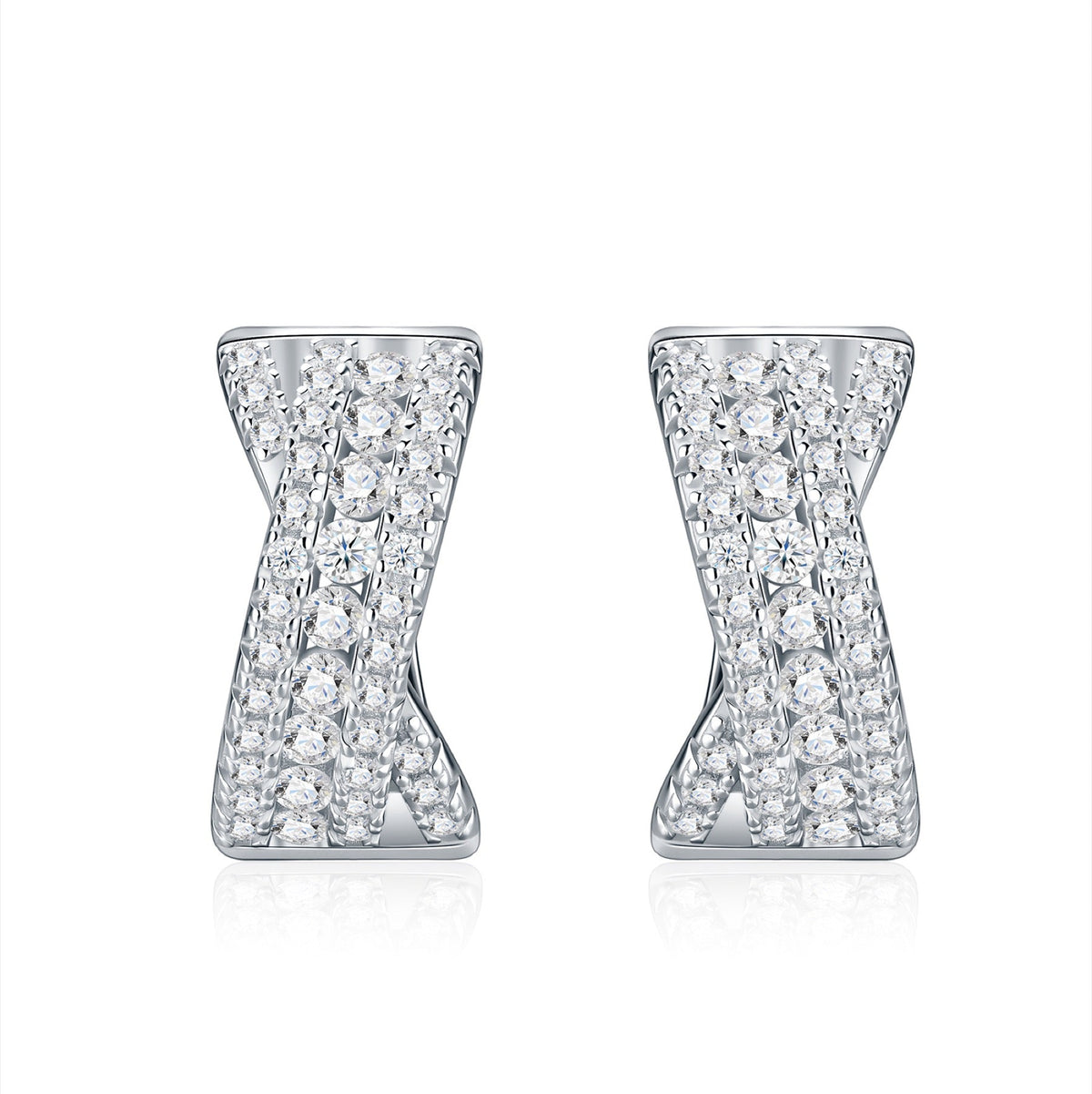 Clessidra Moissanite Huggie Hoop Earrings in Sterling Silver