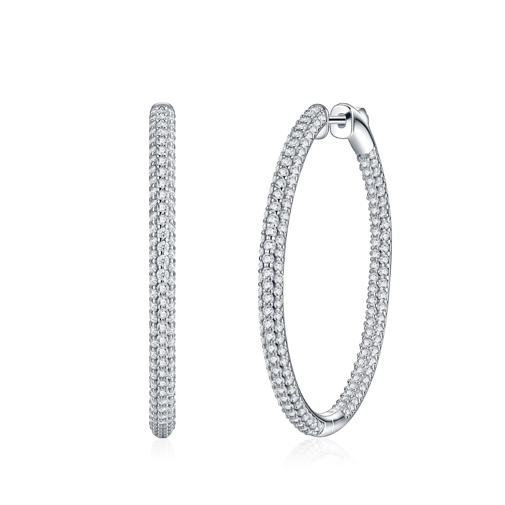 Sottiletta Moissanite Hoop Earrings in Sterling Silver