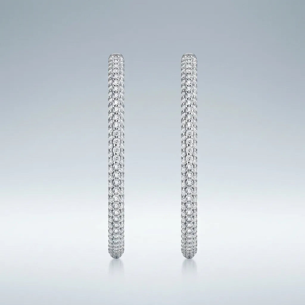 Sottiletta Moissanite Hoop Earrings in Sterling Silver