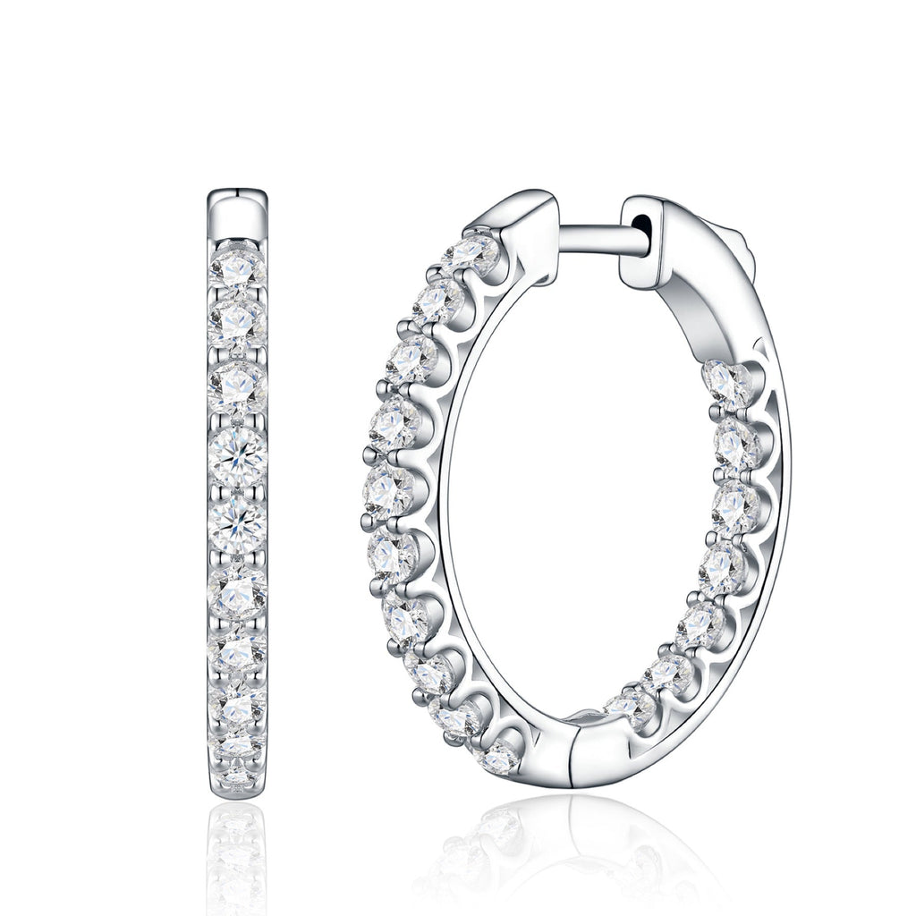 Scaletta Moissanite Huggie Hoop Earrings in Sterling Silver