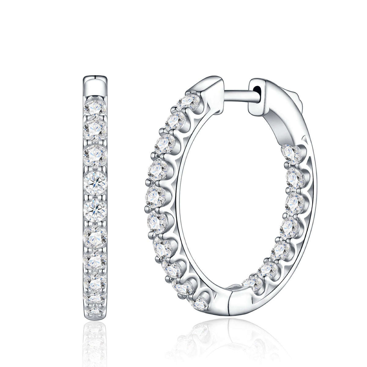 Scaletta Moissanite Huggie Hoop Earrings in Sterling Silver