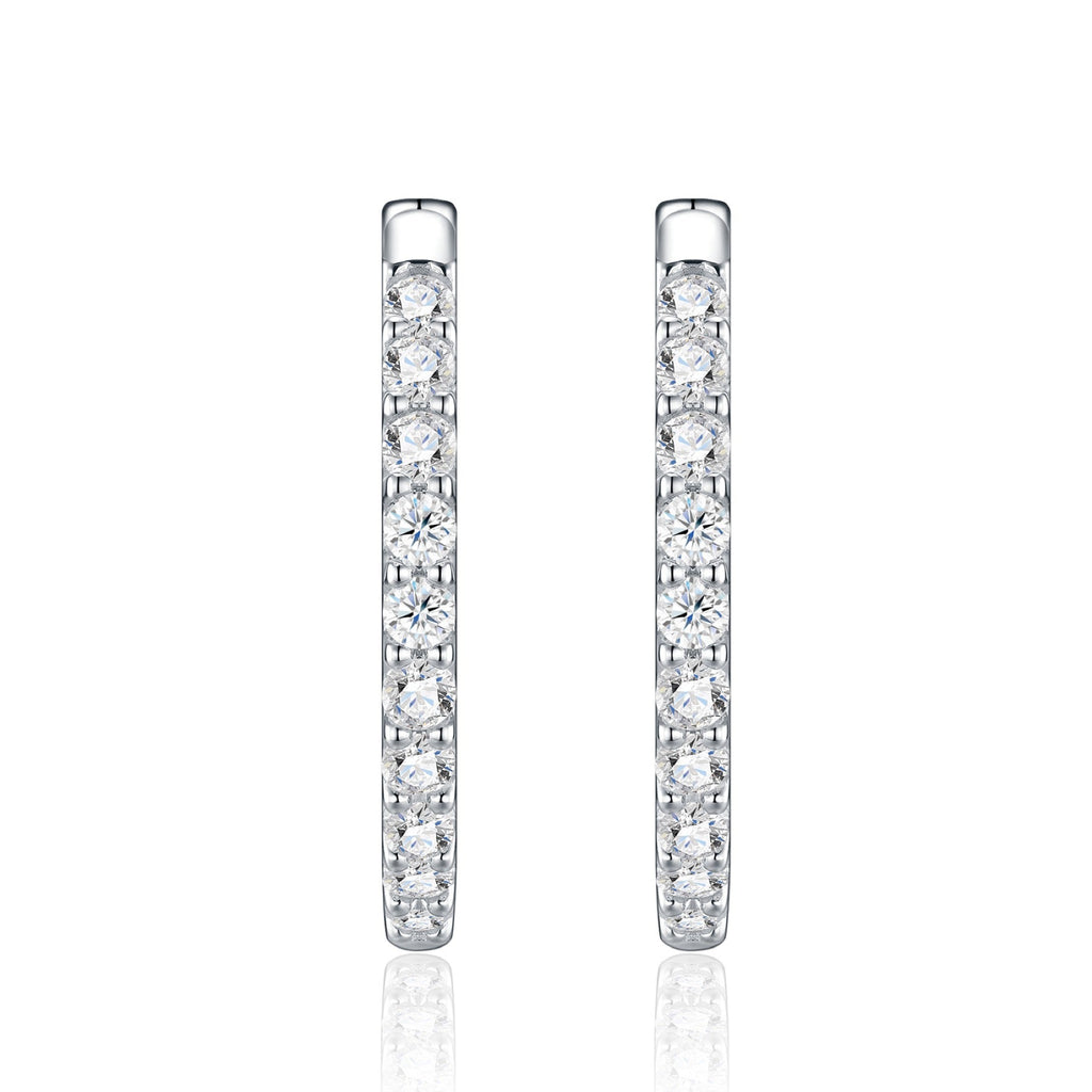 Scaletta Moissanite Huggie Hoop Earrings in Sterling Silver