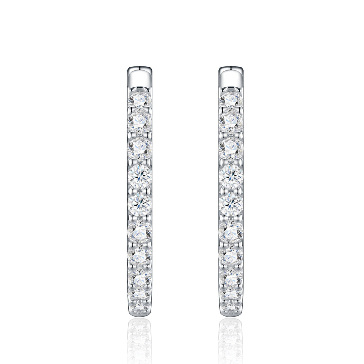 Scaletta Moissanite Huggie Hoop Earrings in Sterling Silver