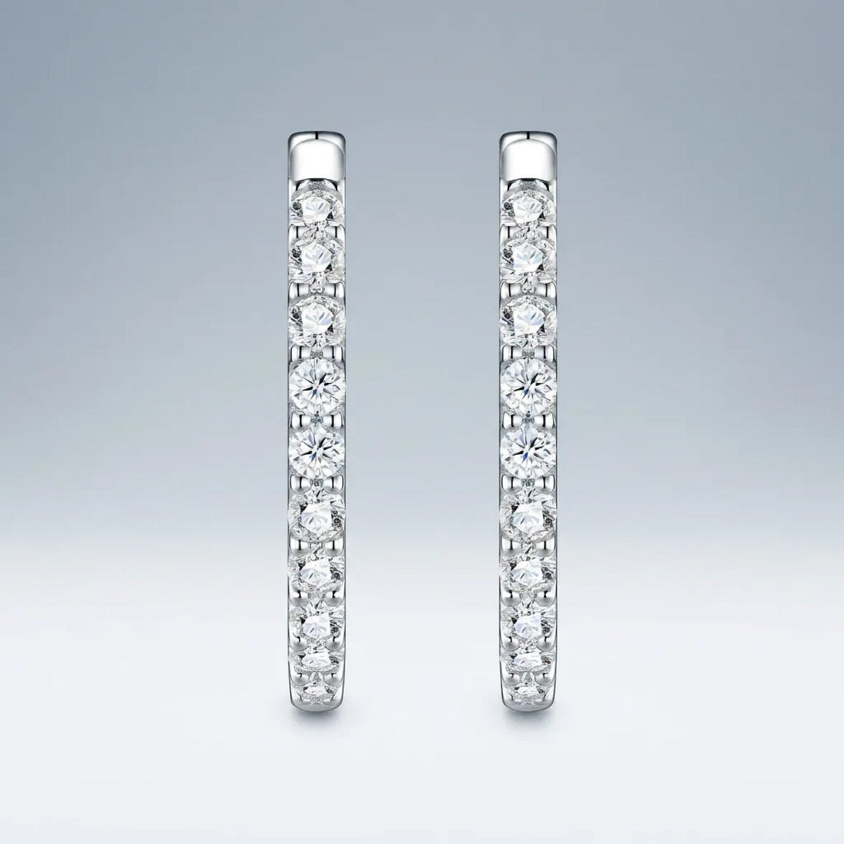 Scaletta Moissanite Huggie Hoop Earrings in Sterling Silver