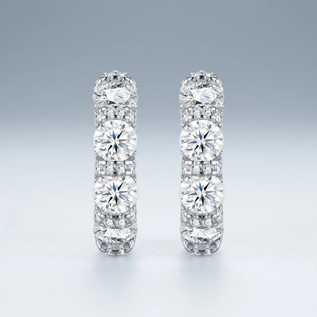 Alternino Moissanite Huggie Hoop Earrings in Sterling Silver
