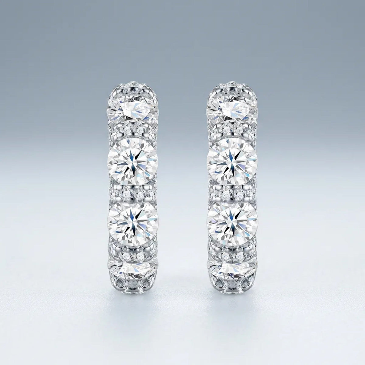 Alternino Moissanite Huggie Hoop Earrings in Sterling Silver