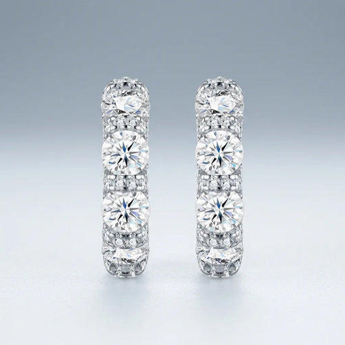 Alternino Moissanite Huggie Hoop Earrings in Sterling Silver