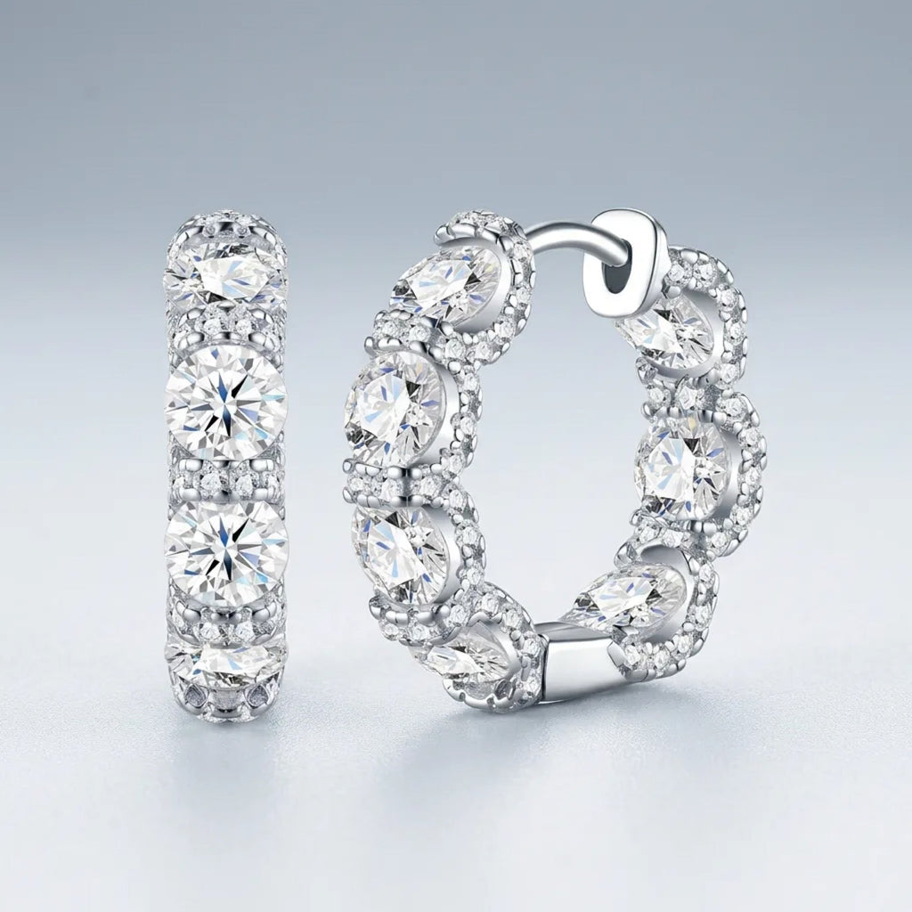 Alternino Moissanite Huggie Hoop Earrings in Sterling Silver