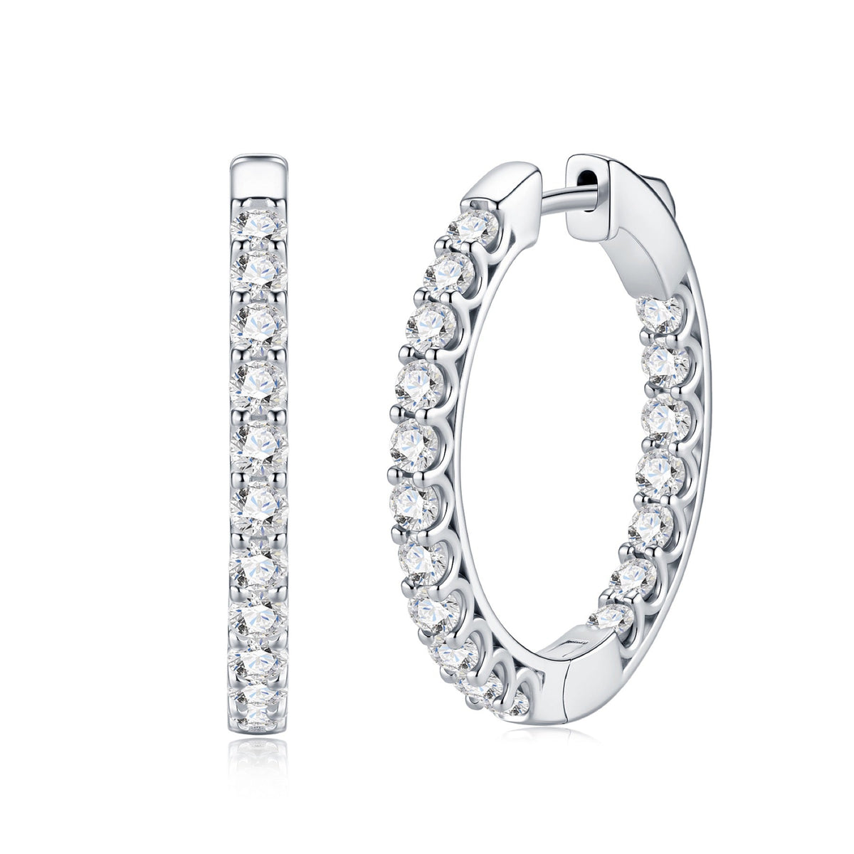 Ovalina Moissanite Huggie Hoop Earrings in Sterling Silver