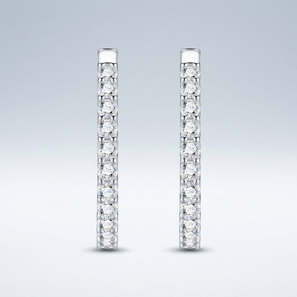 Ovalina Moissanite Huggie Hoop Earrings in Sterling Silver