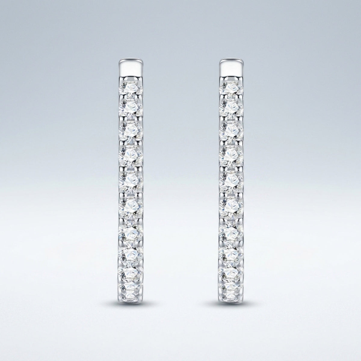Ovalina Moissanite Huggie Hoop Earrings in Sterling Silver