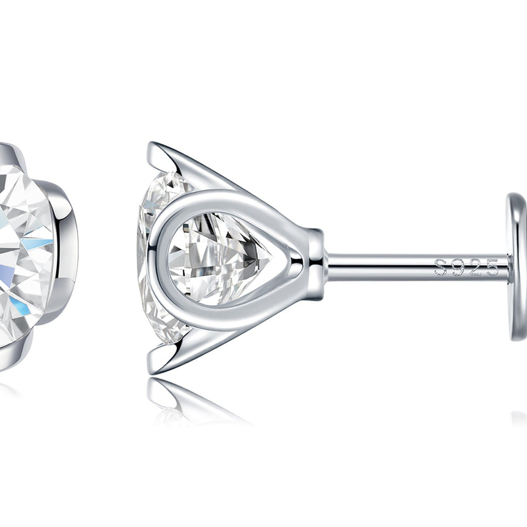 Fiorello 1 Carat Moissanite Stud Earrings in Sterling Silver