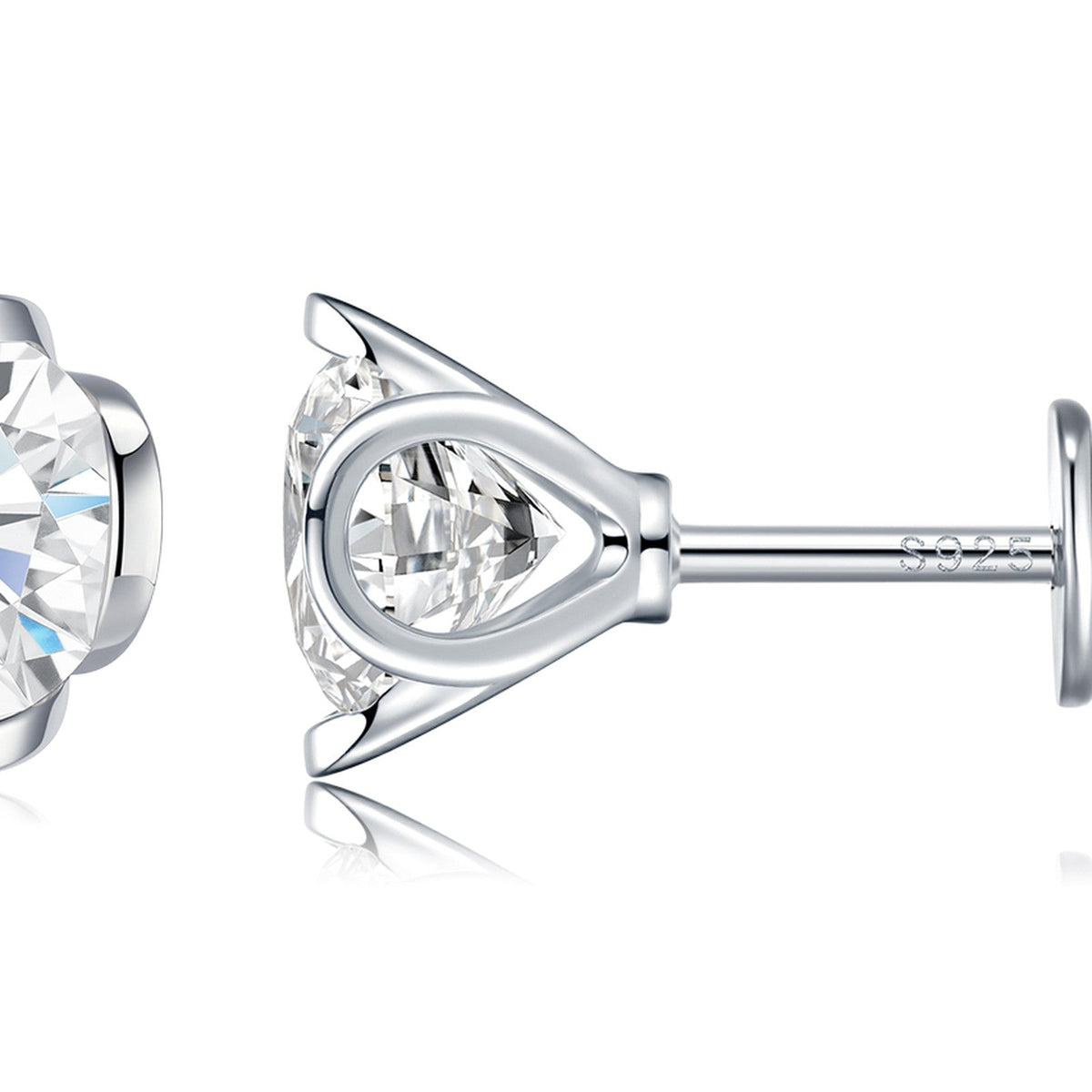 Fiorello 1 Carat Moissanite Stud Earrings in Sterling Silver