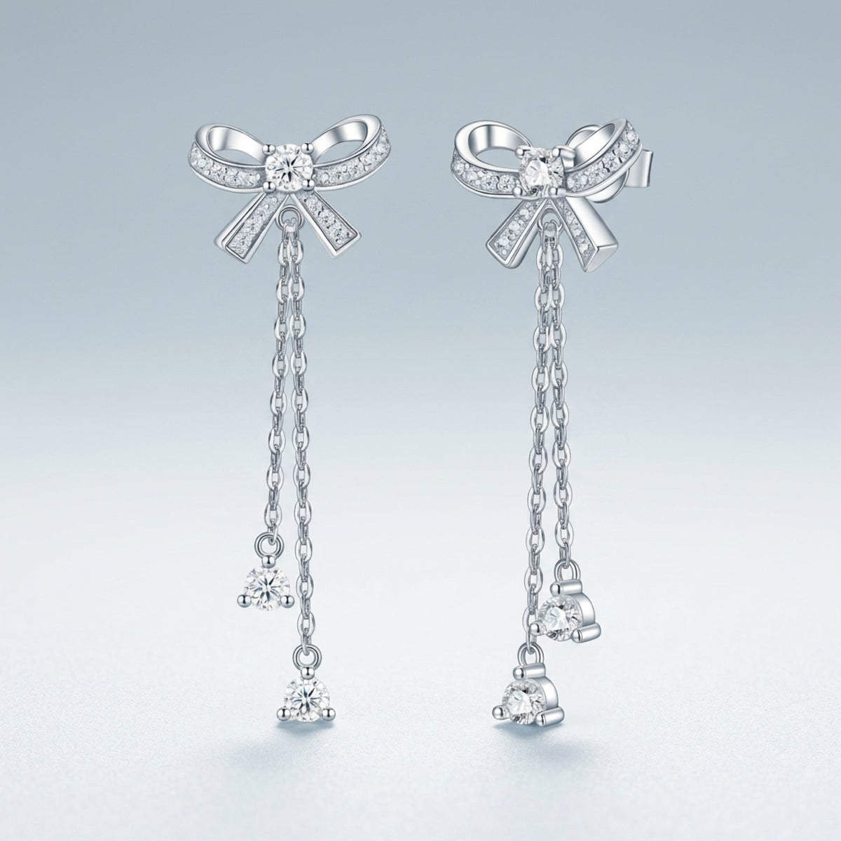 Fioccopendente Moissanite Drop Earrings in Sterling Silver