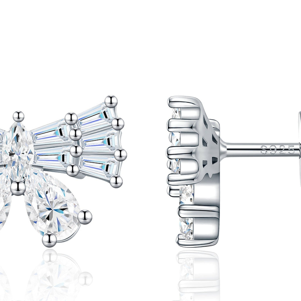 Nastrino Moissanite Bow Stud Earrings in Sterling Silver